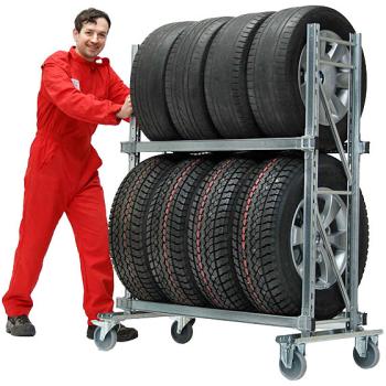 Dvouúrovňový pojízdný regál pro pneumatiky / kola GENIUS (1)